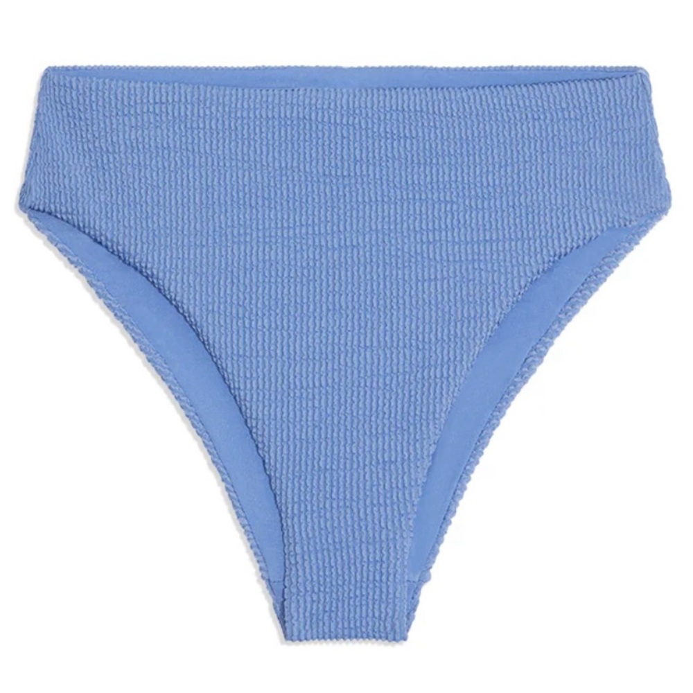 WeWoreWhat - Emily Spongie Seersucker Bikini Bottom in Blue Jean NWT